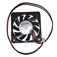 COOLCOX 2-BALL BEARING FAN, 60X60X10MM, 12VDC, 4000 RPM, 14.0 CFM, 2 WIRE