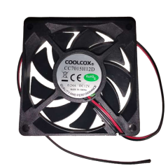 COOLCOX 2-BALL BEARING FAN, 70X70X15MM, 12VDC, 5000 RPM, 5.90 CFM, 2 WIRE