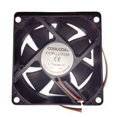COOLCOX SLEEVE FAN, 80X80X25MM, 12VDC 3000 RPM, 42.80 CFM, 0.15A, 3 WIRE