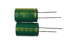 Cap. 25V, 1000mF, 105D, 12.5x20mm, Radial Electrolytic, Low Imp Long Life, Sanyo
