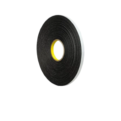 Double Coated, Double Sided Tape Rubber Adhesive Black 0.50" (12.70mm) 1/2" X 108'