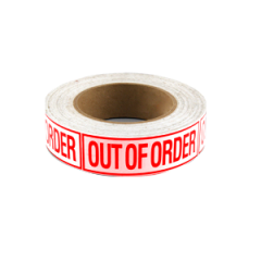 LABEL, OUT OF ORDER, RED ON WHITE, 500 PER ROLL, (2 Roll Min)