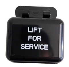 Service Button Covers Standard Base, for Rectangle Button, White Letters on Black Cover